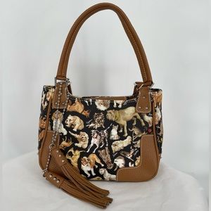 Sydney Love Vintage‎ Vegan Leather Dog Shoulder Bag. Silver hardware